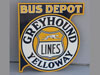 GREYHOUND BUS DEPOT Yelloway Flange Sign 