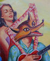 1950s “A Hula Girl Serenade Oil on Canvas PINUP PAINTING