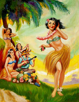 Rogue Hula Girl Pin up for sale by Rognan.